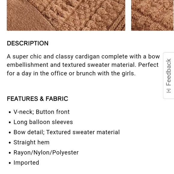 Textured V-Neck Bow Cardigan Size XL - Picture 9 of 12